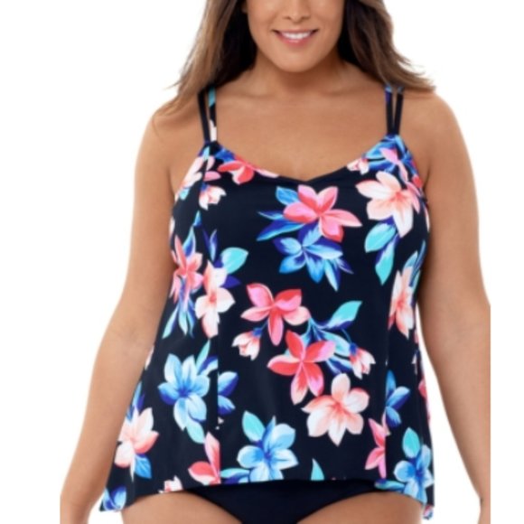 Swim Solutions Plus Size Lanai Printed Princess-Se - Picture 1 of 3
